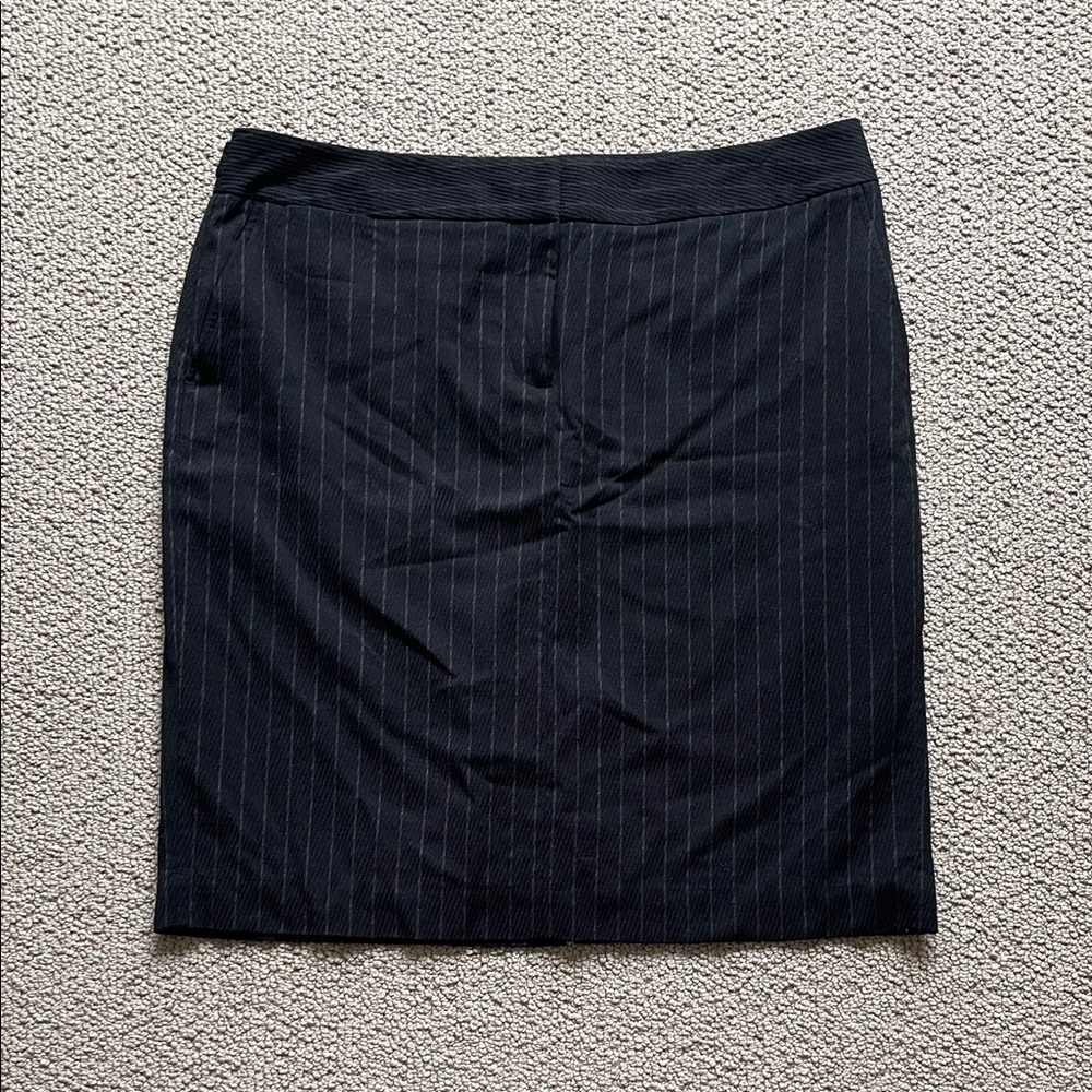 Apostrophe Black and Gray Pinstripe Pencil Skirt